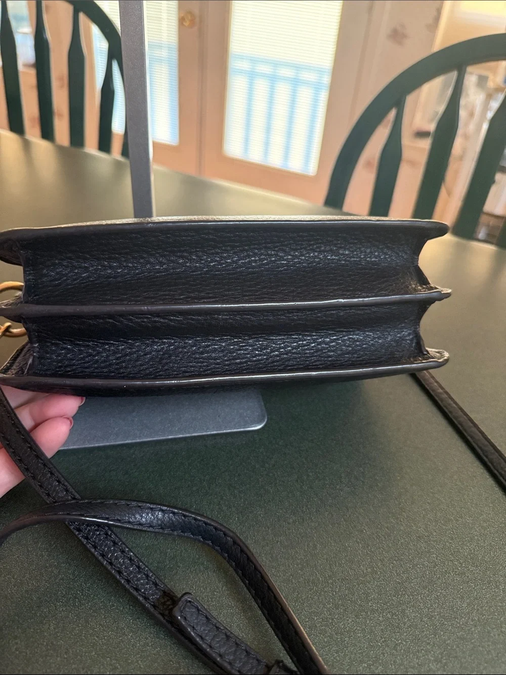 Tory Burch Black Pebbled Leather Logo Crossbody
